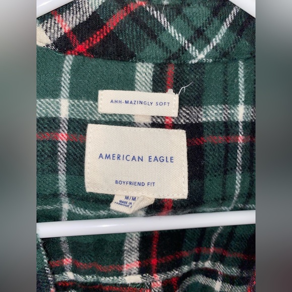 American Eagle Green Button Down Flannel - Picture 3 of 5